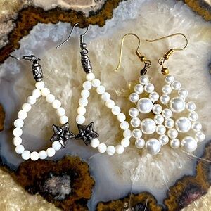 Set/2 Pearl Beaded Handmade Earrings